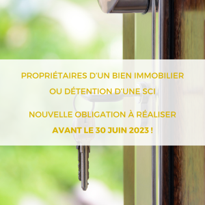 Propriétaires d’un bien immobilier ou détention d’une SCI : nouvelle obligation à réaliser avant le 30 juin 2023 !